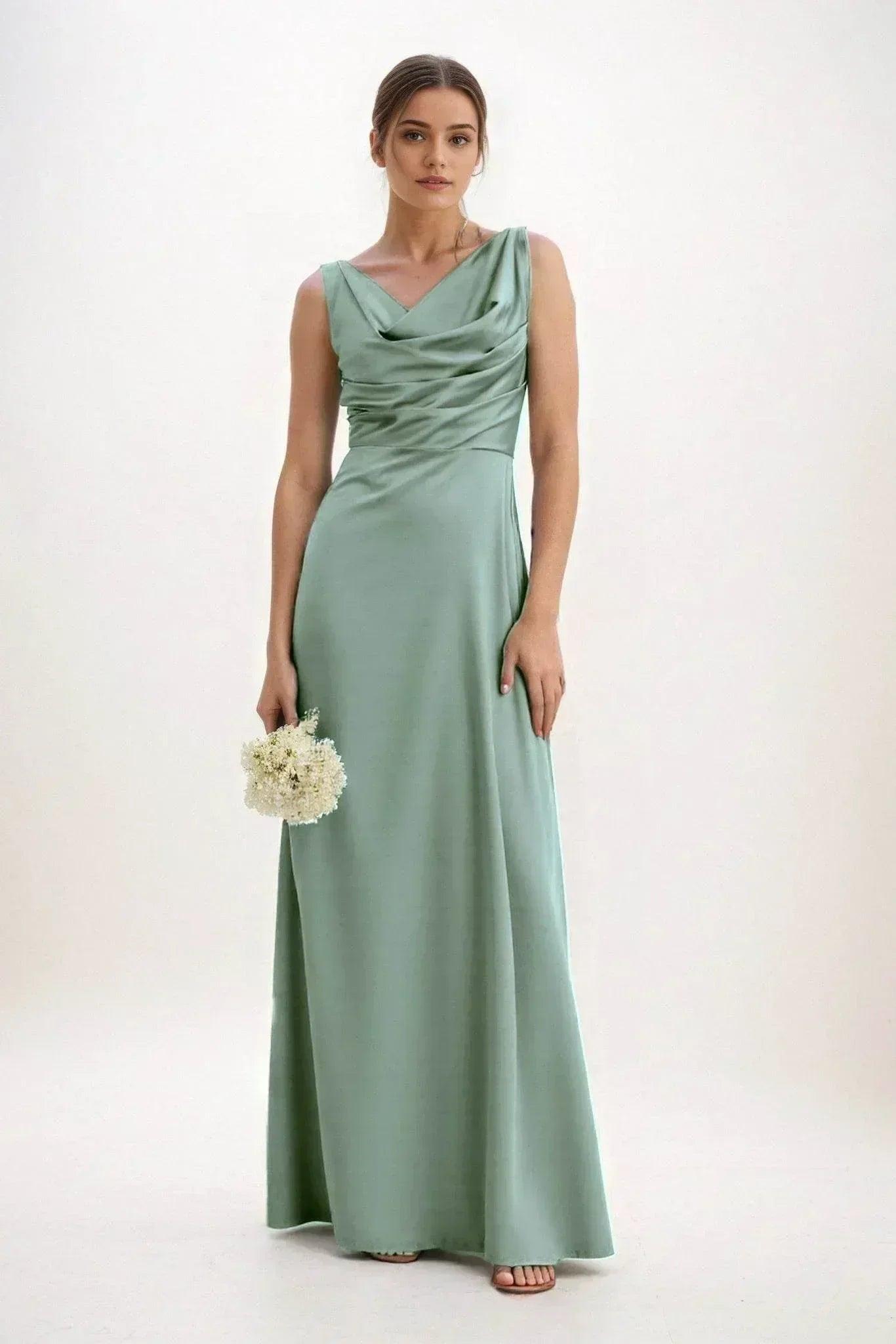 A-Line Maxi Luxe Satin Dress CB0853CS - COCOMELODY